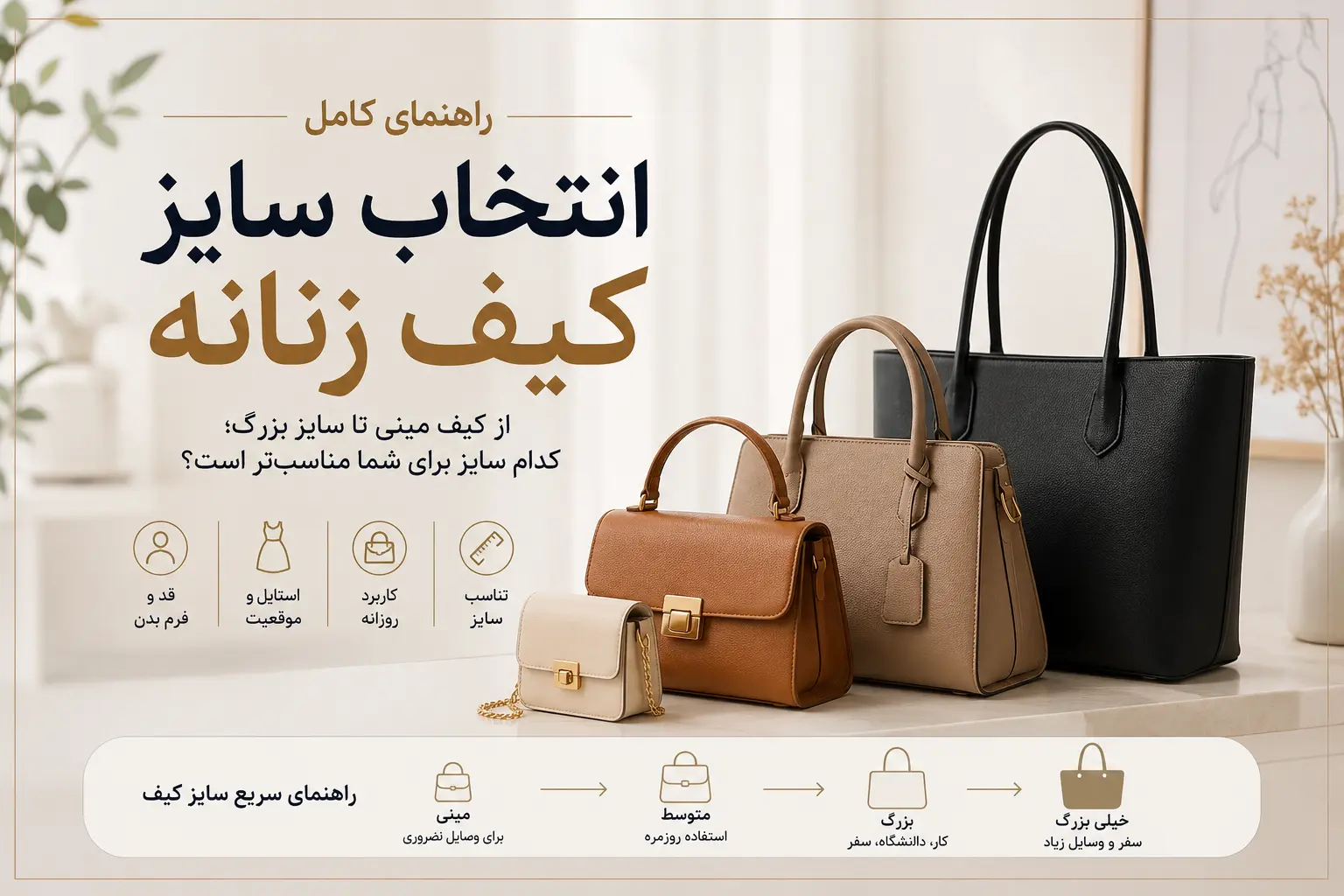 سایز کیف زنانه